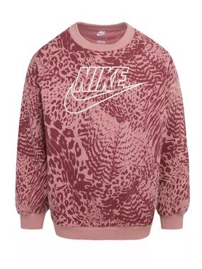 Nike 18month crewneck sweatshirt pink "Home Swoosh Home" leopard print